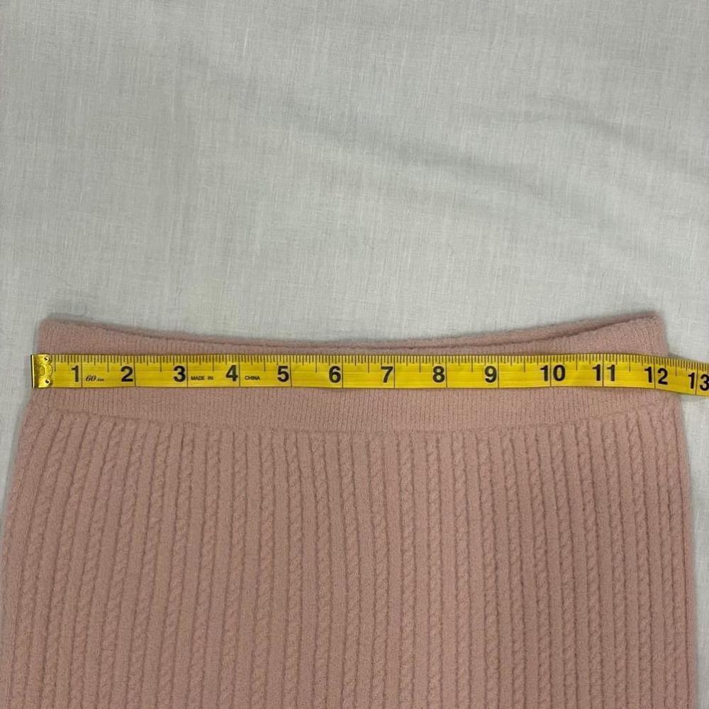 Express Super High Waisted Cable Knit Faux Wrap Mini Sweater Skirt NWT Pink SZ S - Picture 9 of 10